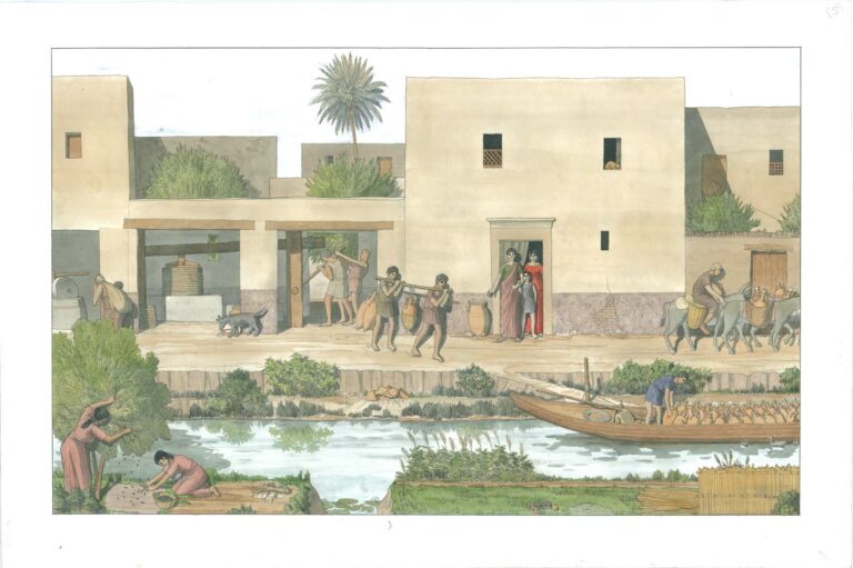 Dessin - Frise de la vie dans un village du Fayoum (panneau 5)