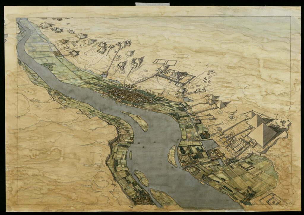 Dessin - Carte iconique : l'ensemble des pyramides