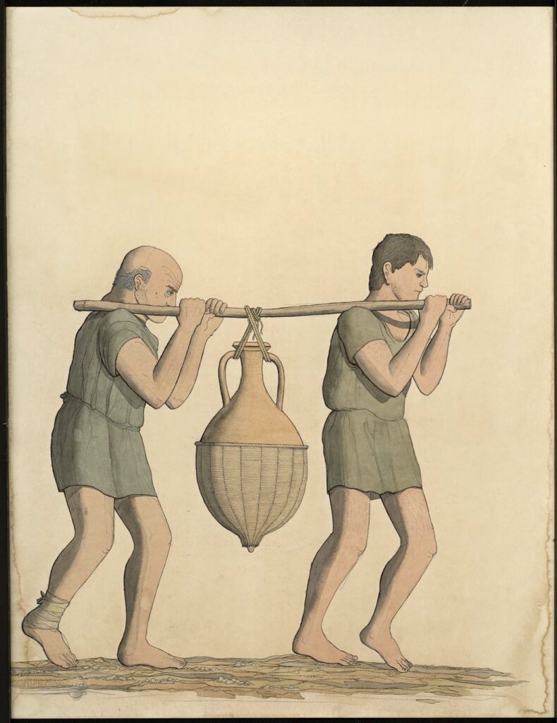 Dessin - Deux porteurs d'amphore Dressel 20