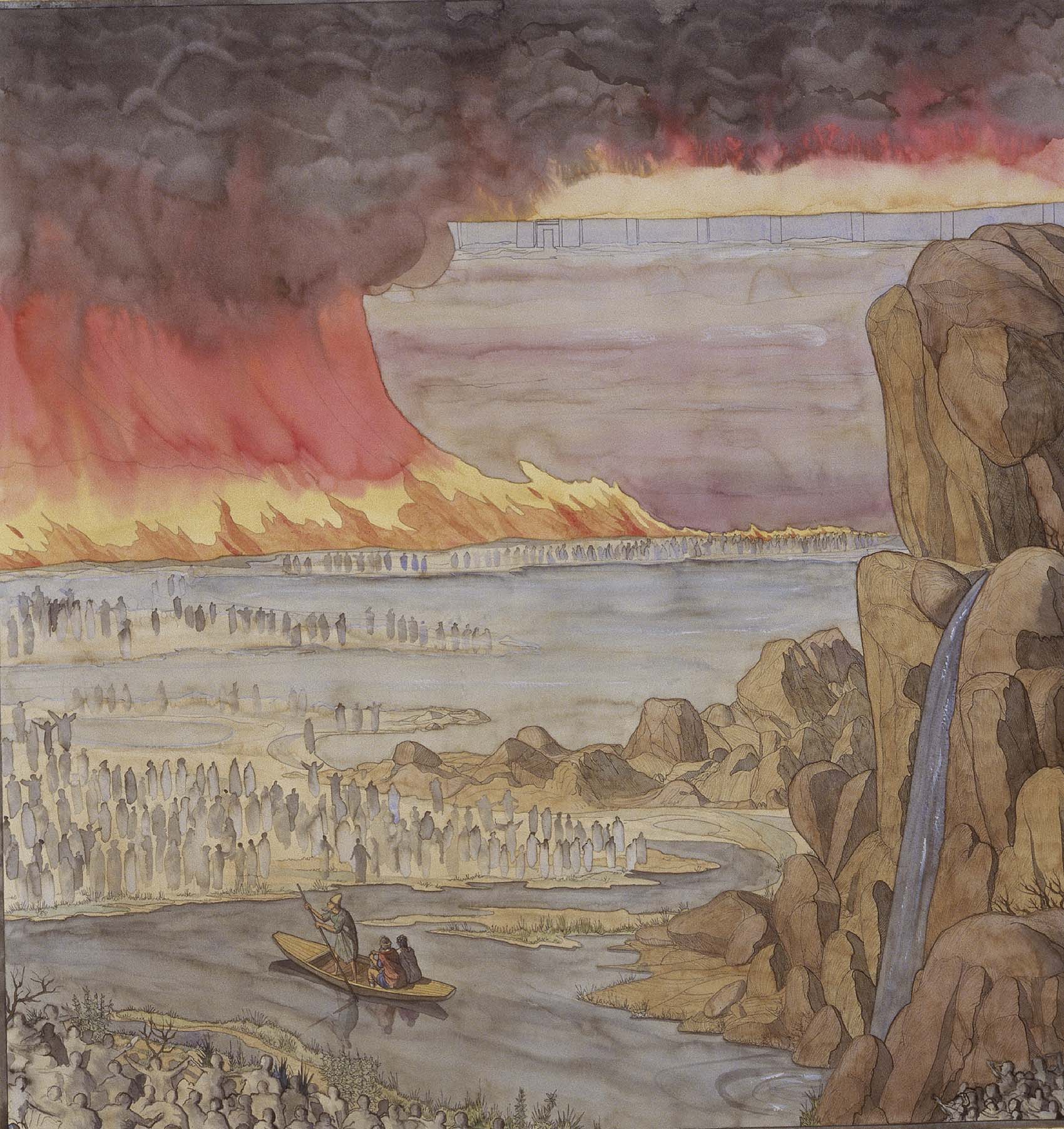 Symbolic evocation of the afterlife the Styx crossing JeanClaude Golvin