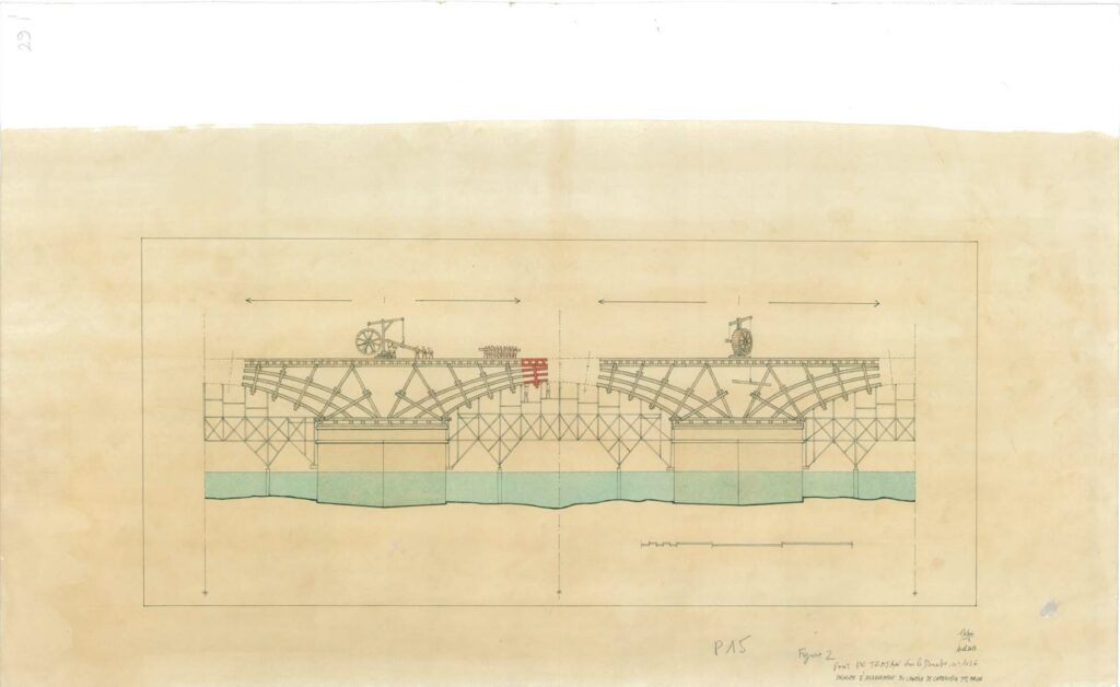 Dessin - Pont de Trajan sur le Danube