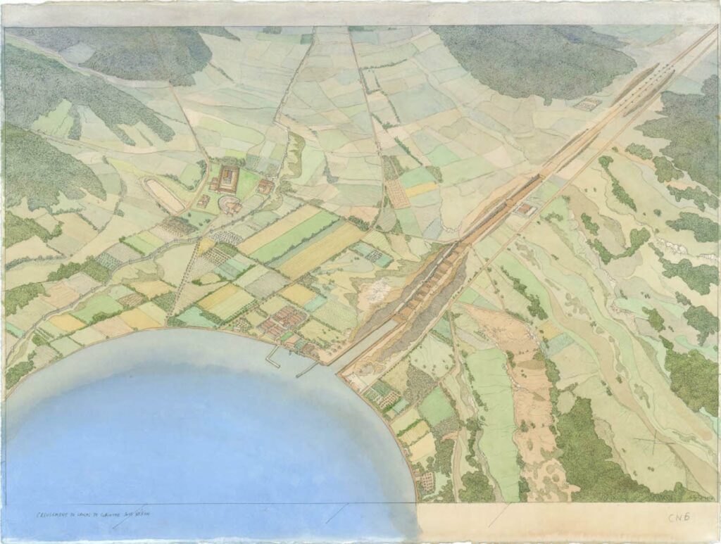 Dessin - Creusement du canal de Corinthe sous Néron