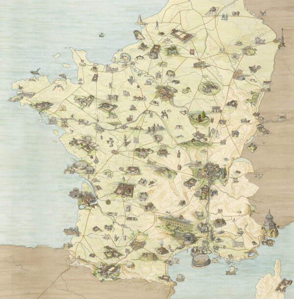 Carte iconique de la Gaule à l'époque romaine en grand format