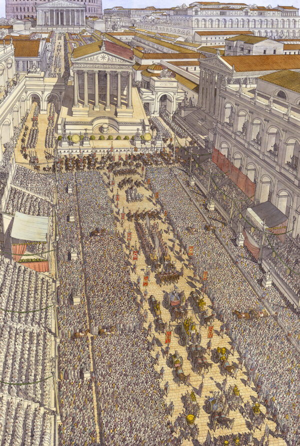 Roma (Rome), la procession du Triomphe traversant le Forum Romain